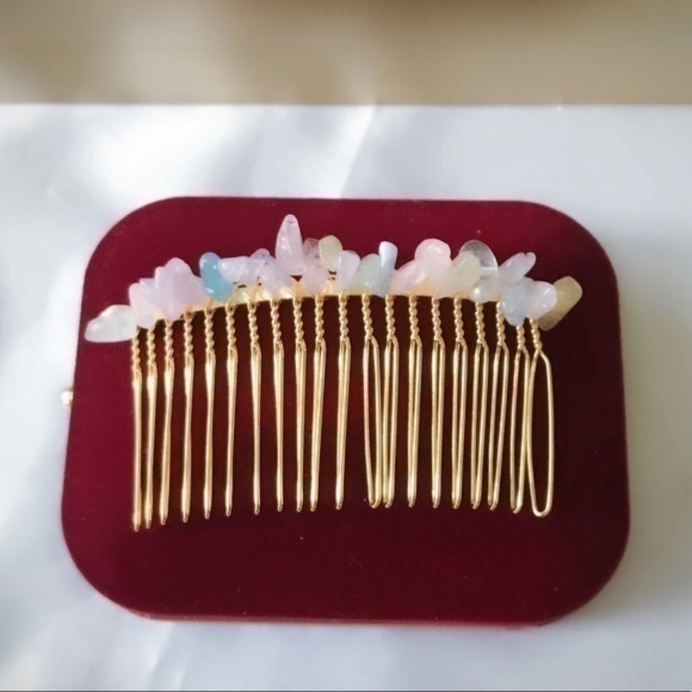 - Morganite Gemstone Hair clip Hair comb